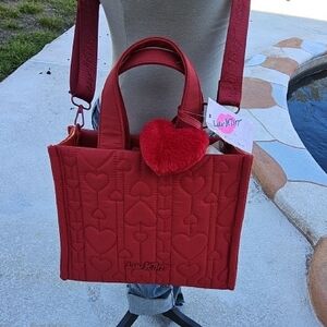 Betsey Johnson Red Quilted Heart Tote